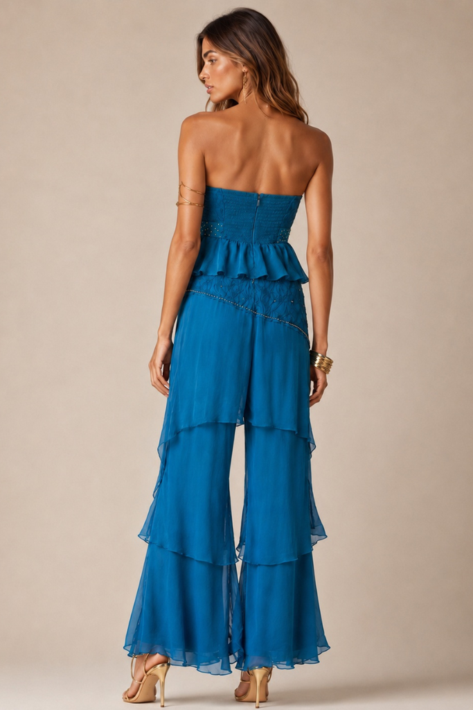 TOP RUFFLE BEACH COLONIAL BLUE