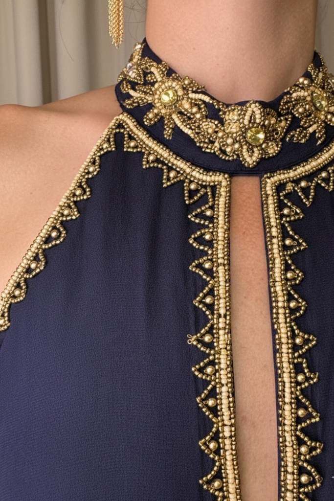 VESTIDO MAXI ASWI NAVY BLUE