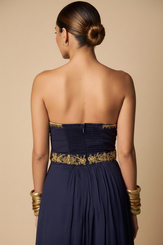 VESTIDO MAXI ASWI NAVY BLUE