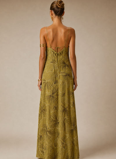 VESTIDO MAXI OLIVA TALLA XS