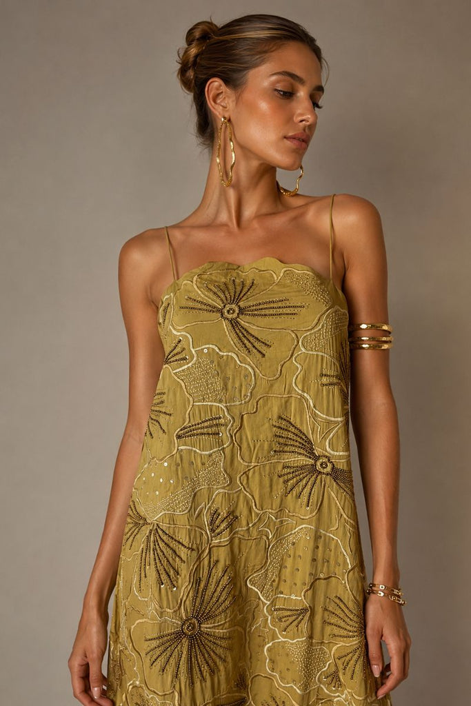 VESTIDO MAXI OLIVA TALLA XS