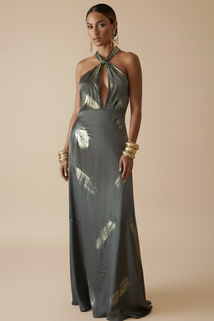 *PREVENTA* VESTIDO MAXI ANAMIKA OLIVE GOLD