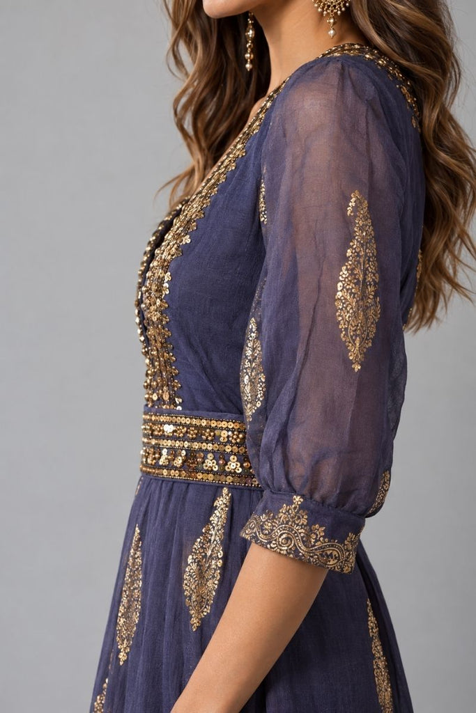 VESTIDO MAXI VALENTINA SWEET INK BLUE