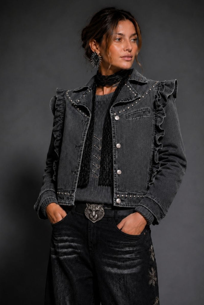 CHAQUETA STATEMENT DENIM NEGRO