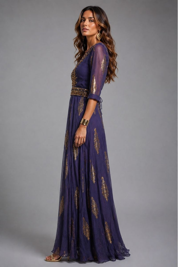 VESTIDO MAXI VALENTINA SWEET INK BLUE