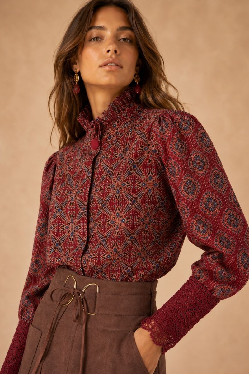 BLUSA BURGUNDY PRINT