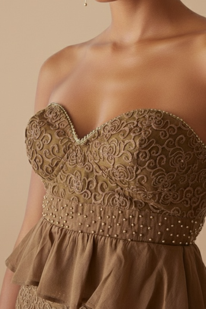 *PREVENTA* TOP RUFFLE BEACH BRONZE BROWN