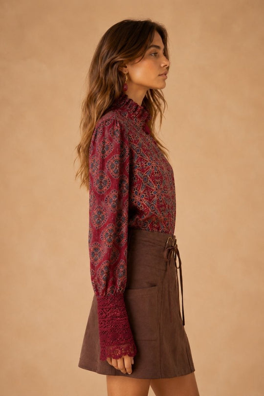 BLUSA BURGUNDY PRINT