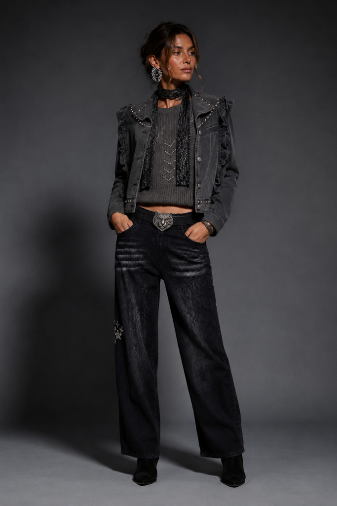 CHAQUETA STATEMENT DENIM NEGRO