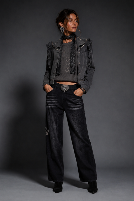 CHAQUETA STATEMENT DENIM NEGRO