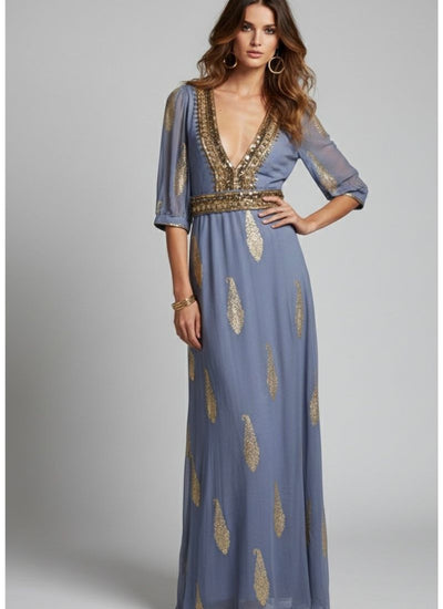 VESTIDO MAXI VALENTINA CELESTE INFINITY