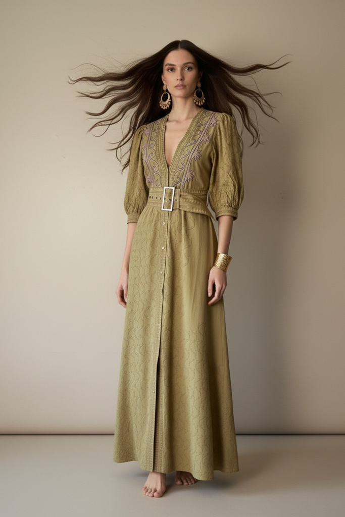 *PREVENTA* VESTIDO MAXI VALENTINA COTTON ANTIQUE GOLD