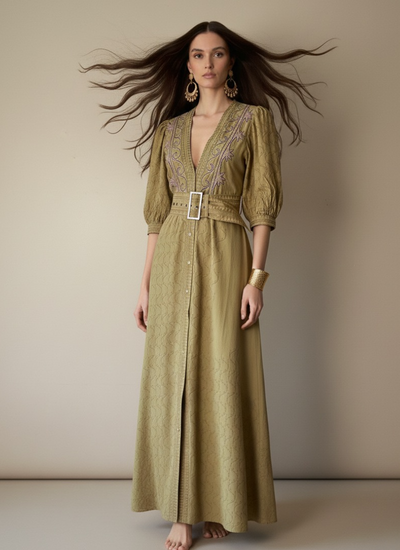 *PREVENTA* VESTIDO MAXI VALENTINA COTTON ANTIQUE GOLD