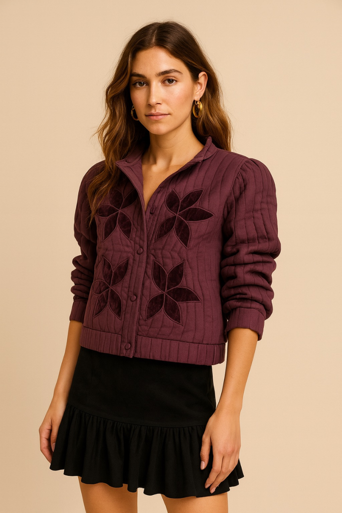 CHAQUETA FLOWERS DEEP PLUM