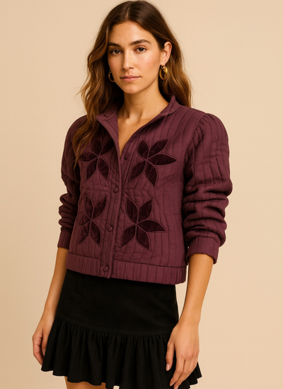 CHAQUETA FLOWERS DEEP PLUM