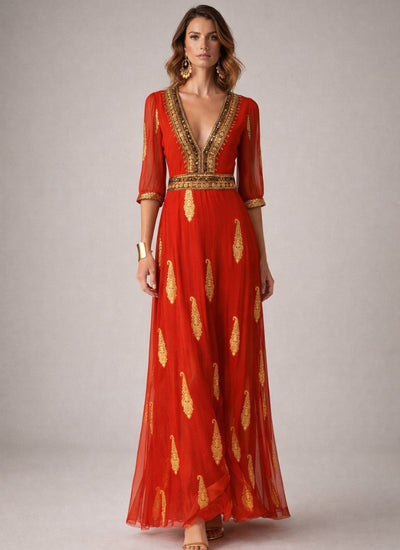 VESTIDO MAXI VALENTINA ROJO SUMMER CANDY