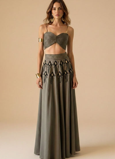 FALDA MAXI GREEK VERDE OLIVA