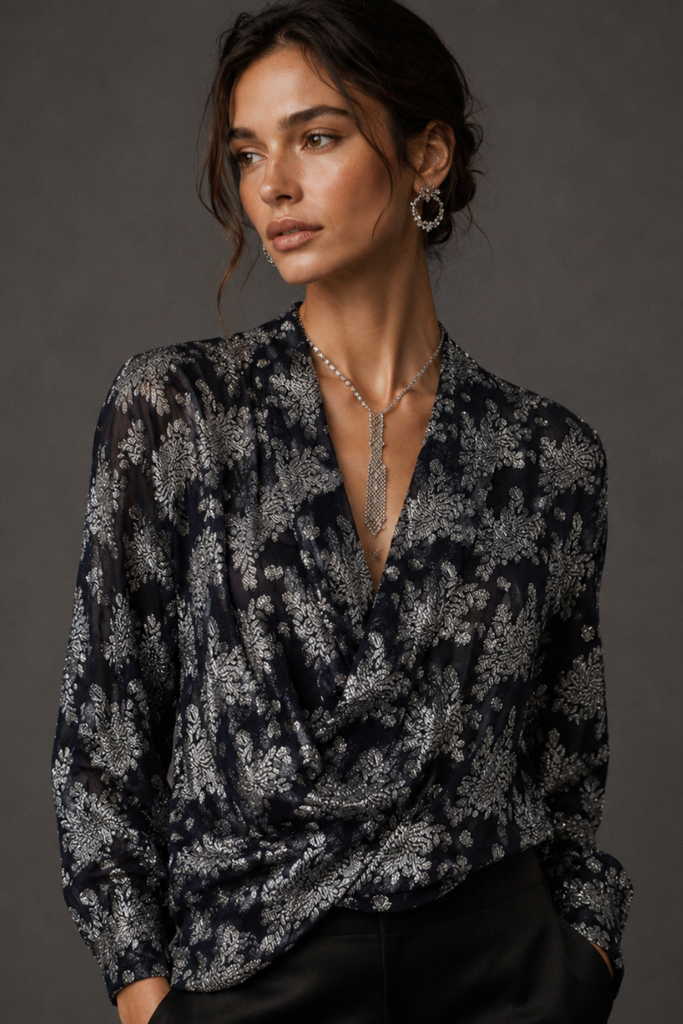 BLUSA LUREX NAVY SILVER