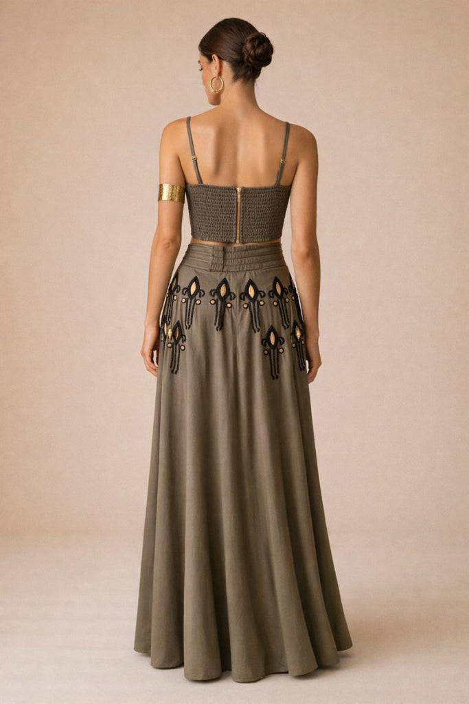 FALDA MAXI GREEK VERDE OLIVA