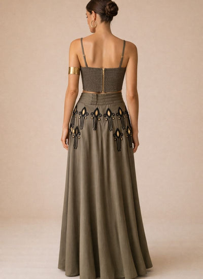 FALDA MAXI GREEK VERDE OLIVA