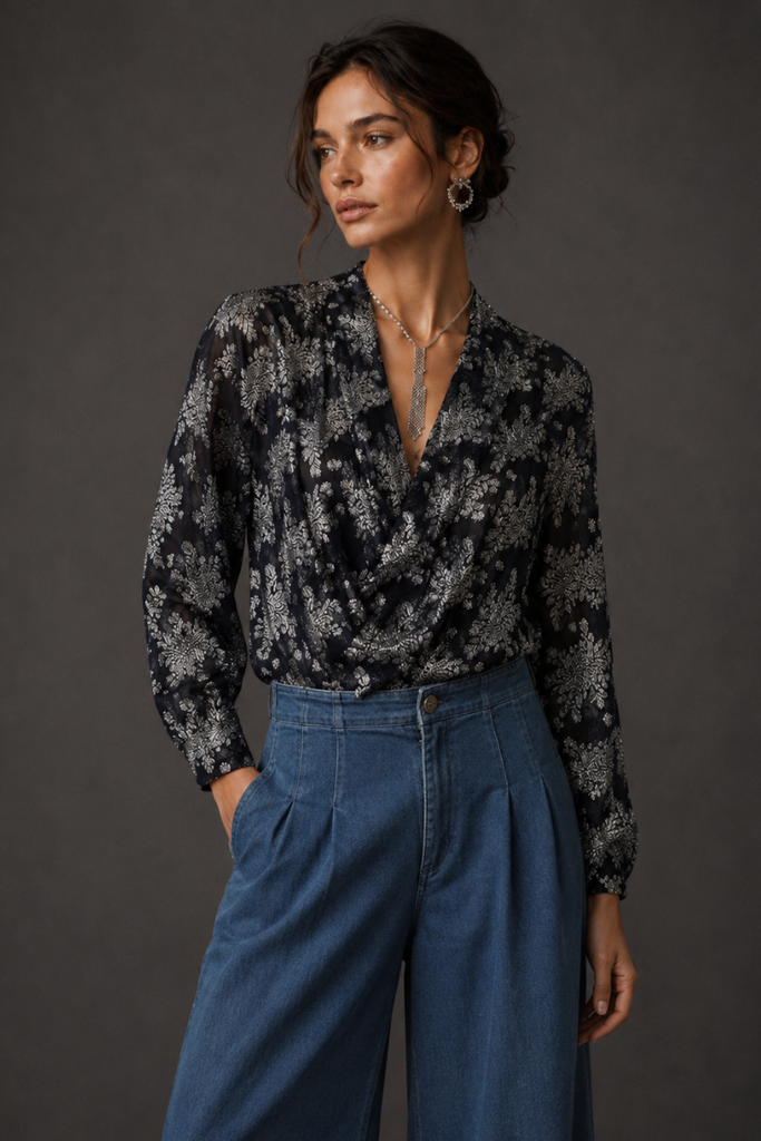 BLUSA LUREX NAVY SILVER