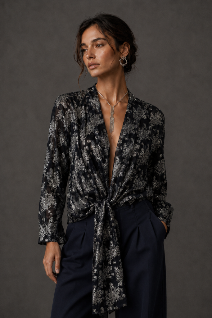 BLUSA LUREX NAVY SILVER