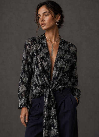 BLUSA LUREX NAVY SILVER