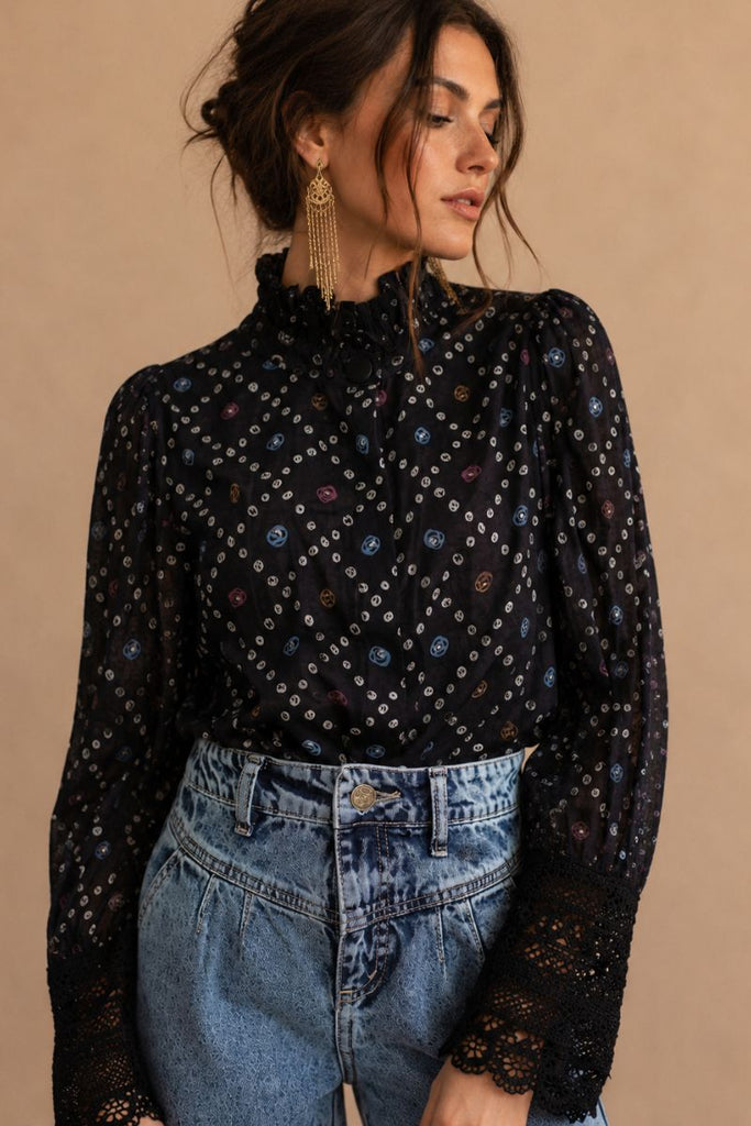 BLUSA DOT AZUL MARINO