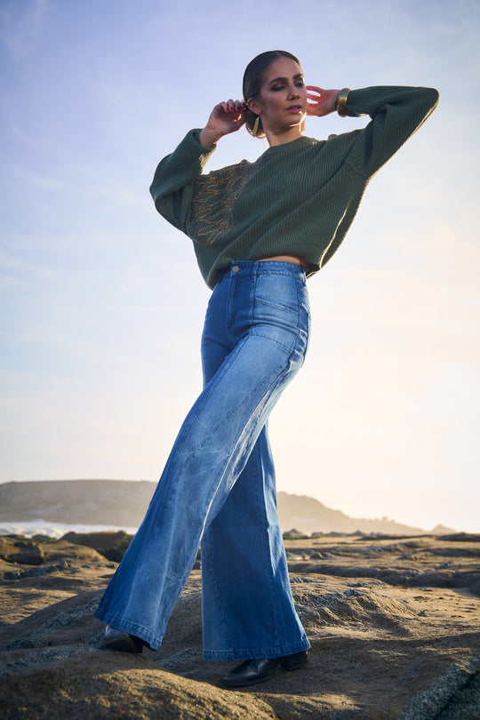 MIXED DENIM BLUE PANTS