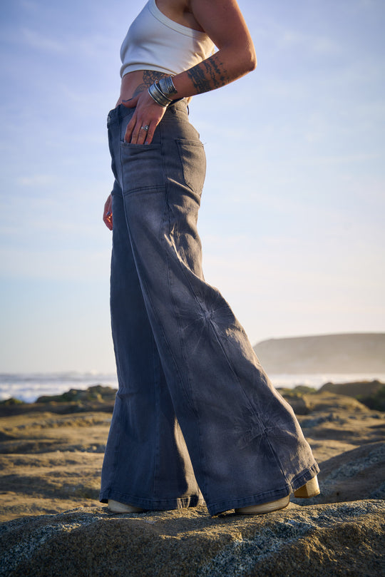 PANTALON MIXED DENIM BLACK