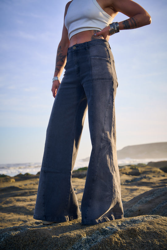 PANTALON MIXED DENIM BLACK