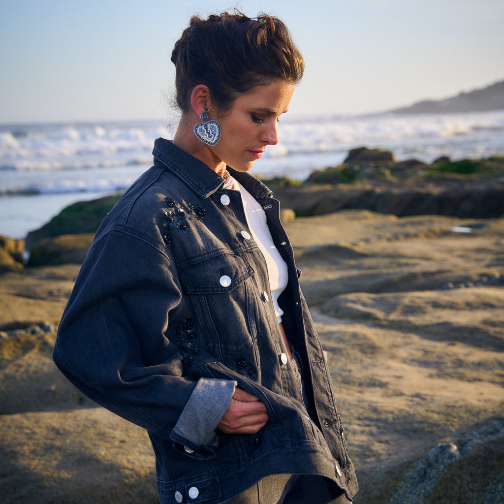 CHAQUETA FLOWERS ROCK BLACK