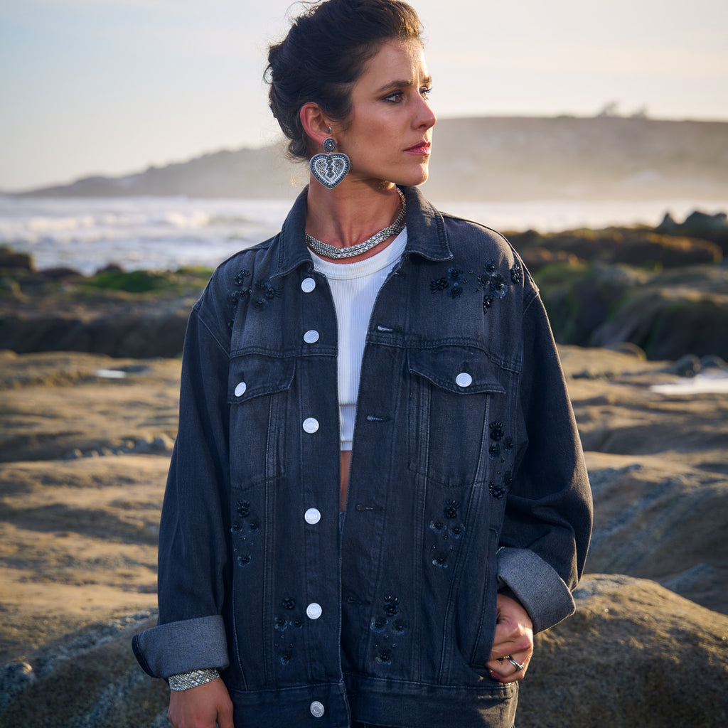 CHAQUETA FLOWERS ROCK BLACK