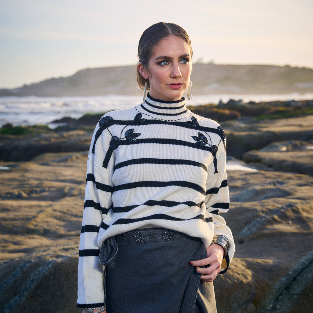 SWEATER STRIPED BLACK/WHITE