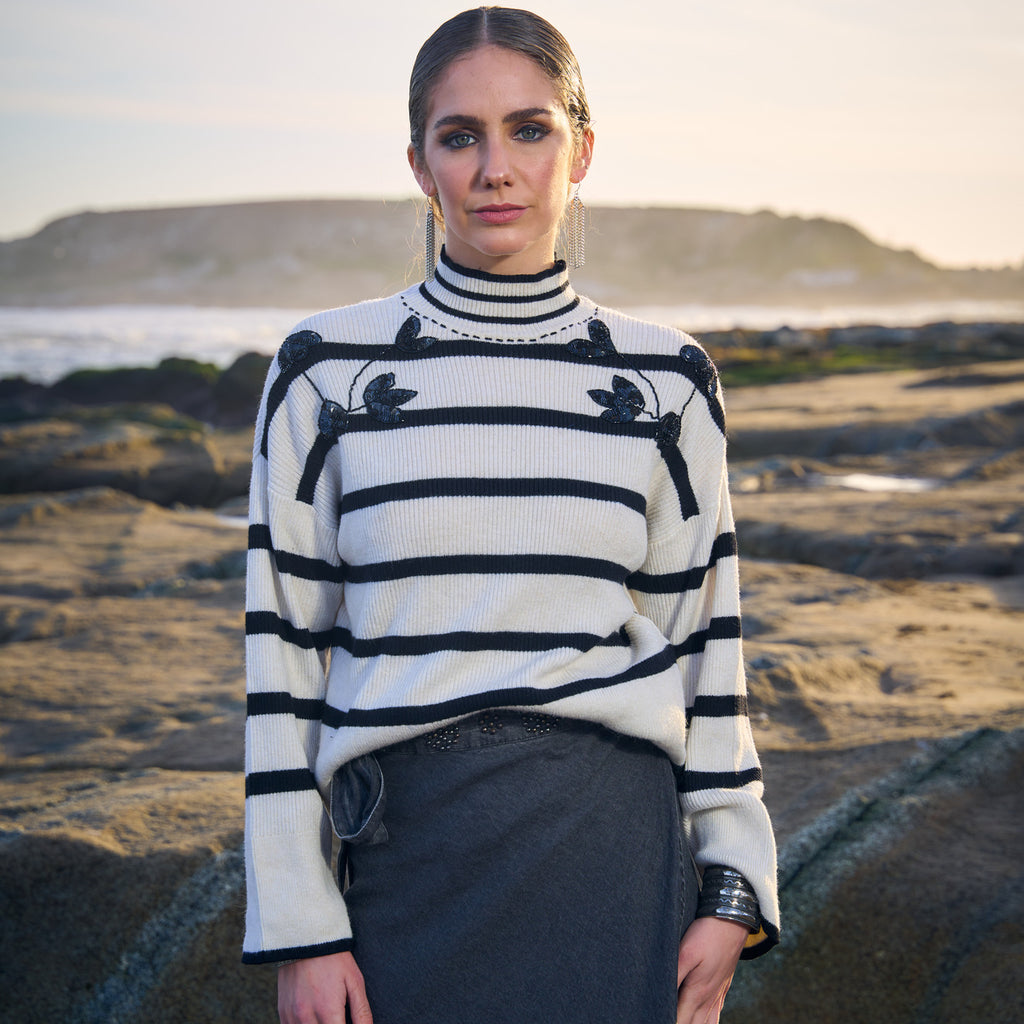SWEATER STRIPED BLACK/WHITE
