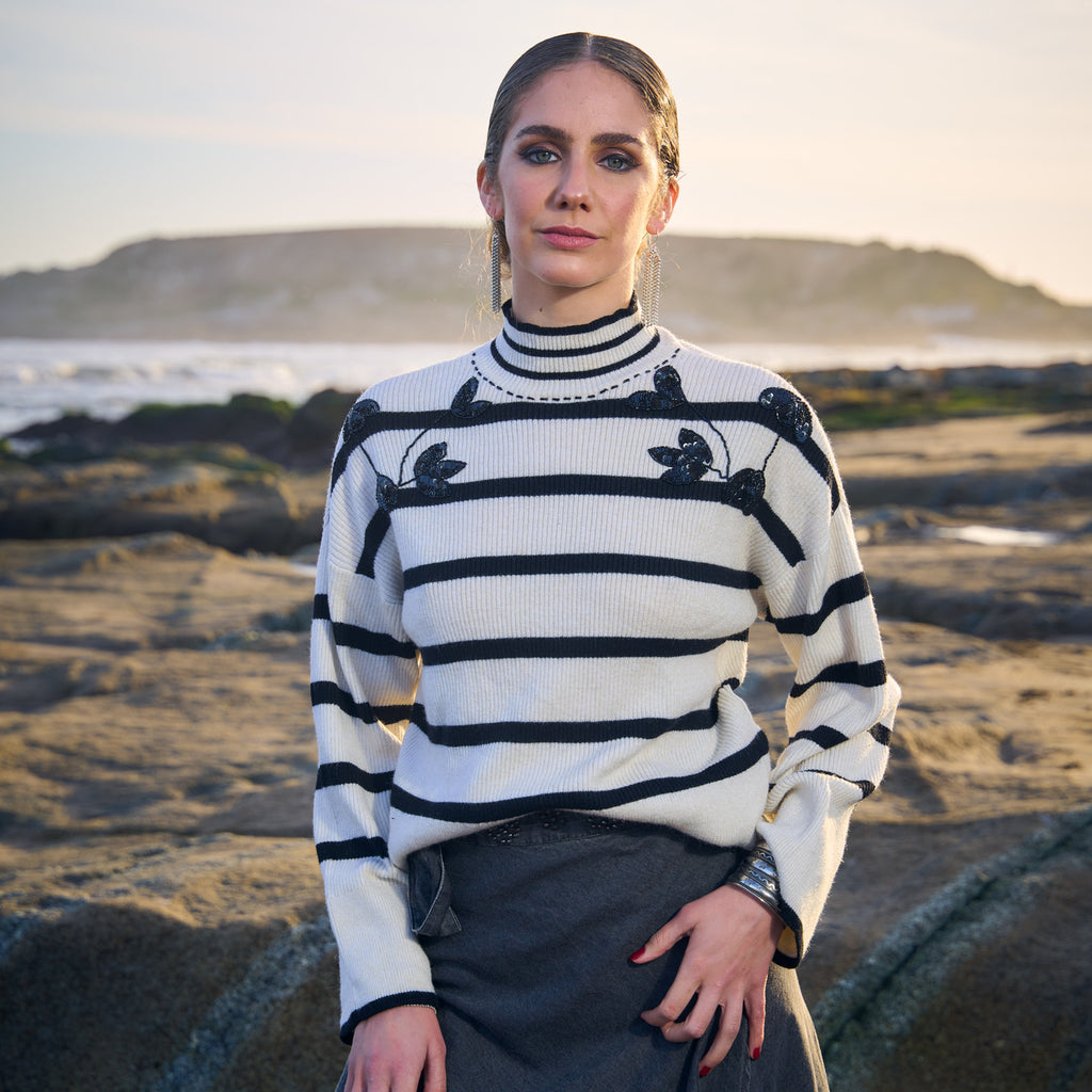 SWEATER STRIPED BLACK/WHITE