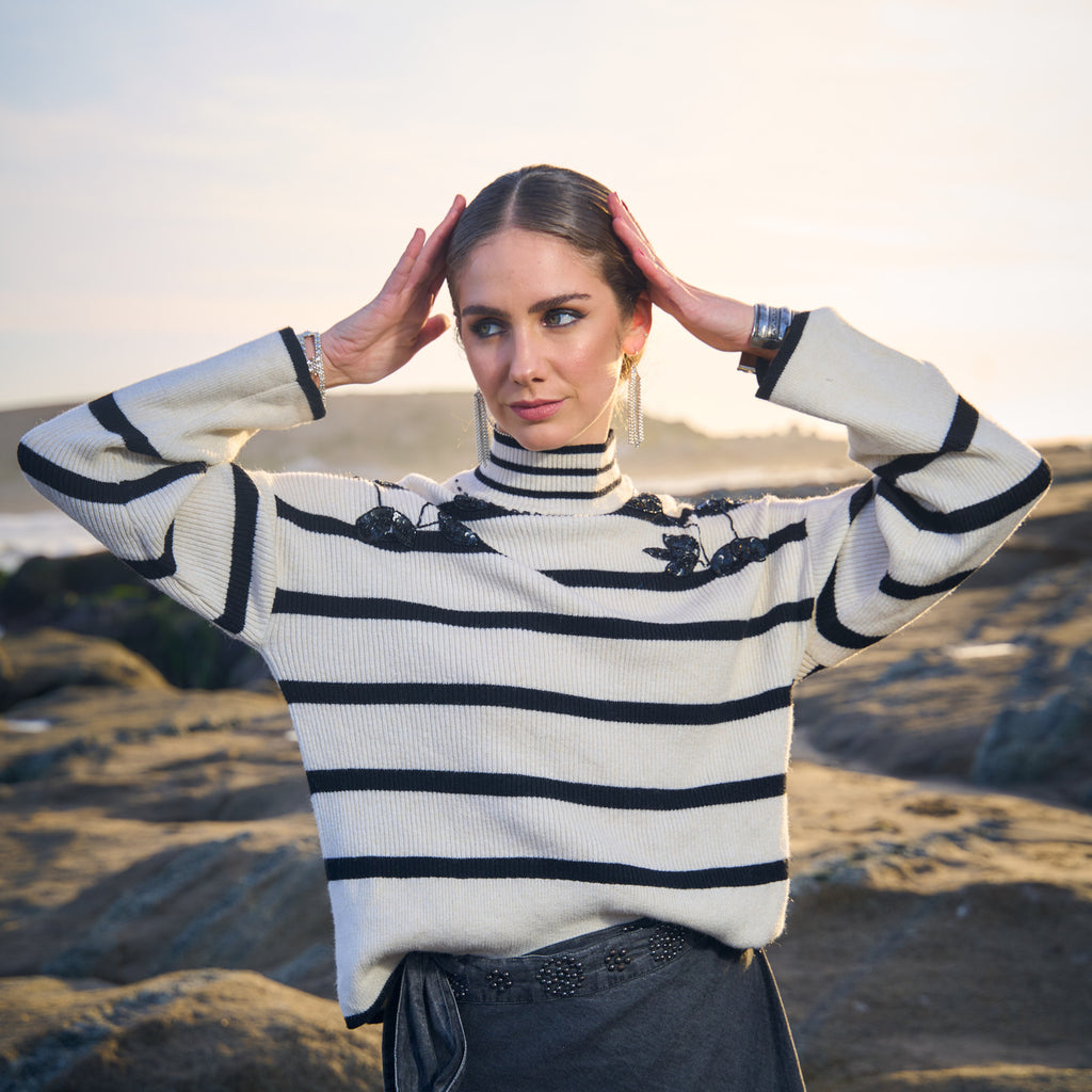 SWEATER STRIPED BLACK/WHITE
