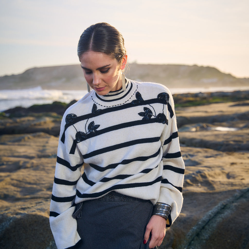SWEATER STRIPED BLACK/WHITE