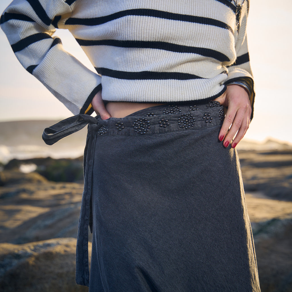 POLLERA WRAP DENIM BLACK