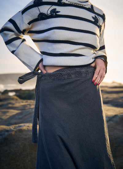 POLLERA WRAP DENIM BLACK