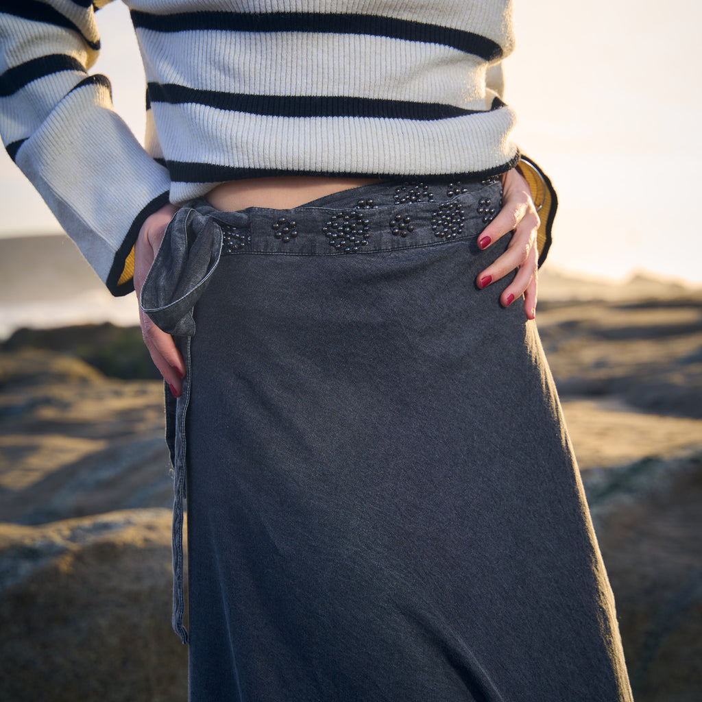 POLLERA WRAP DENIM BLACK