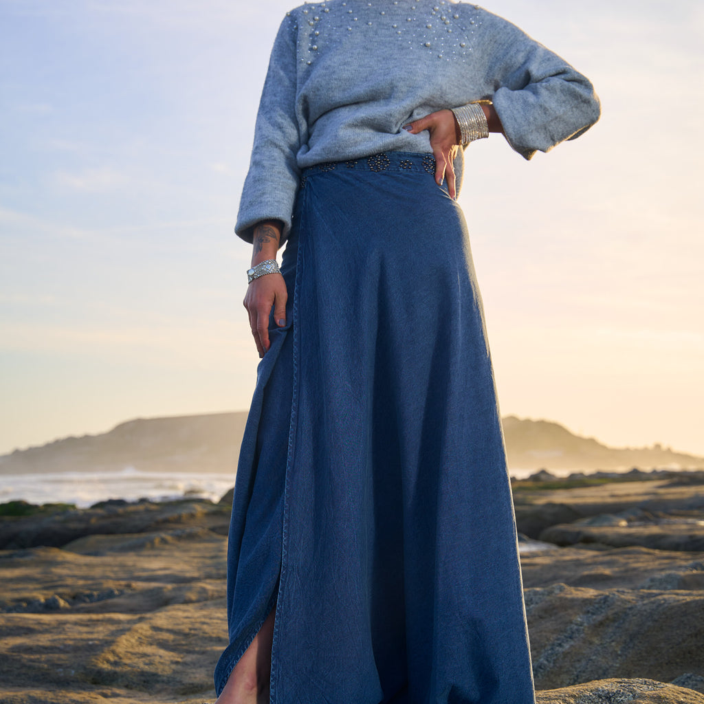 POLLERA WRAP DENIM BLUE