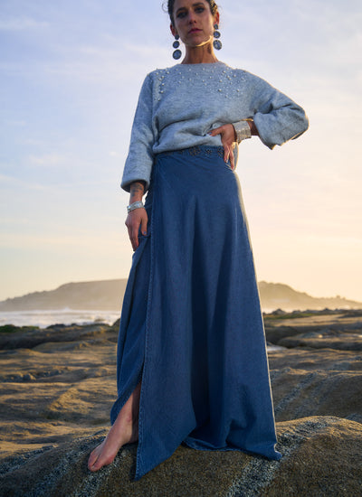 POLLERA WRAP DENIM BLUE