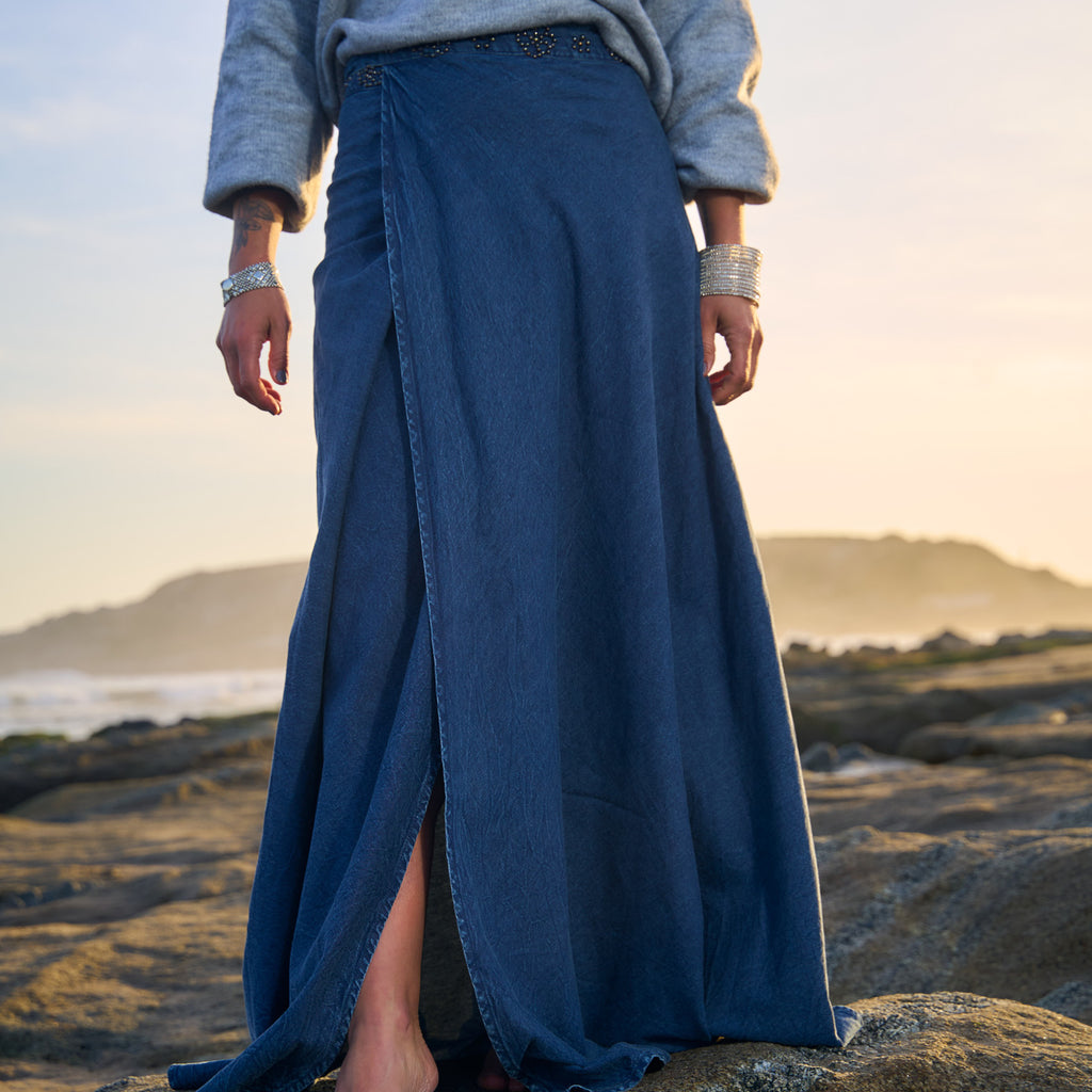 POLLERA WRAP DENIM BLUE