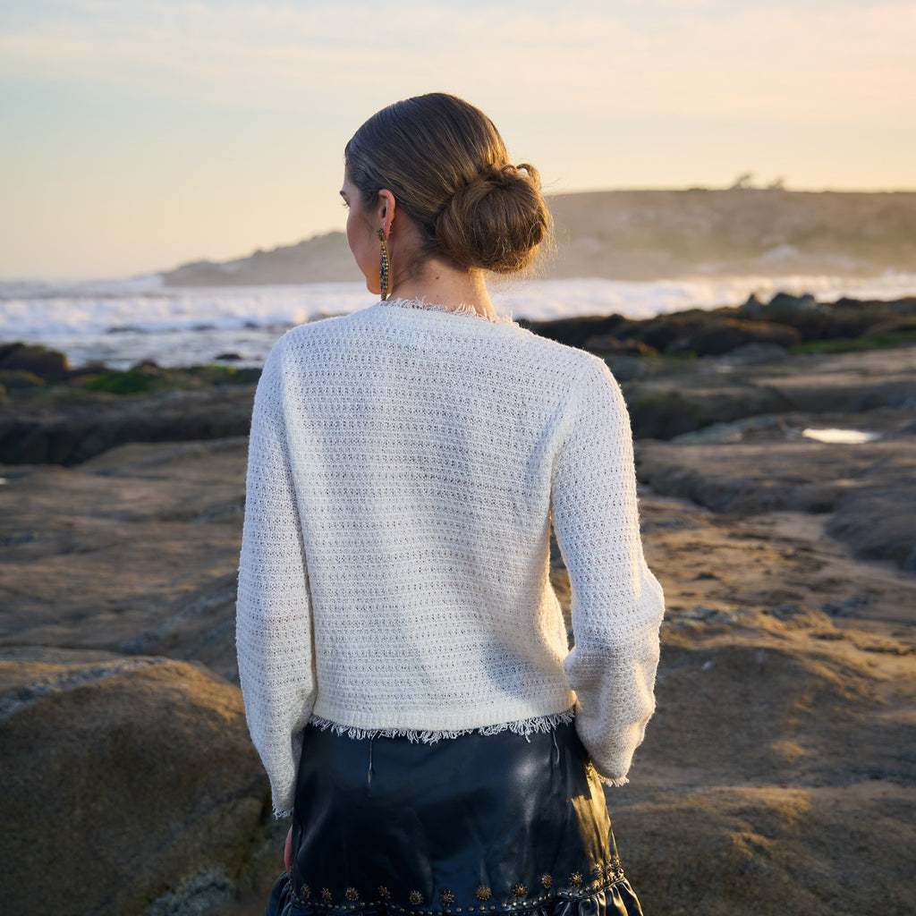 CARDIGAN BIRDS WHITE