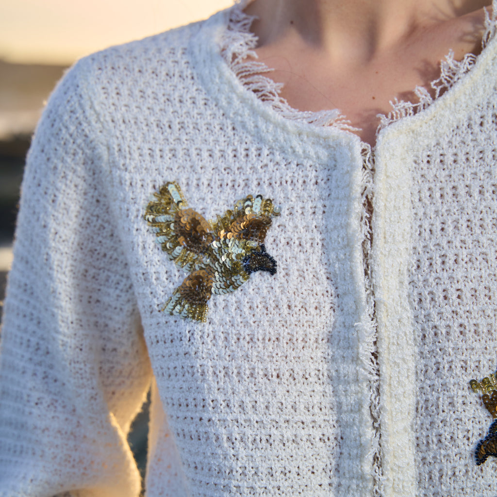 CARDIGAN BIRDS WHITE