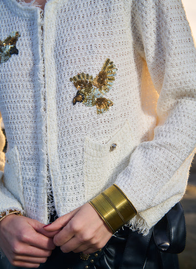 CARDIGAN BIRDS WHITE