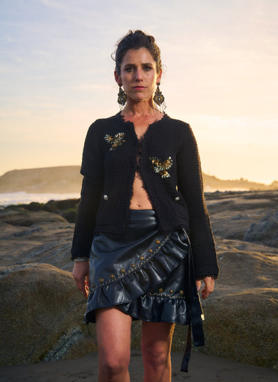 CARDIGAN BIRDS BLACK
