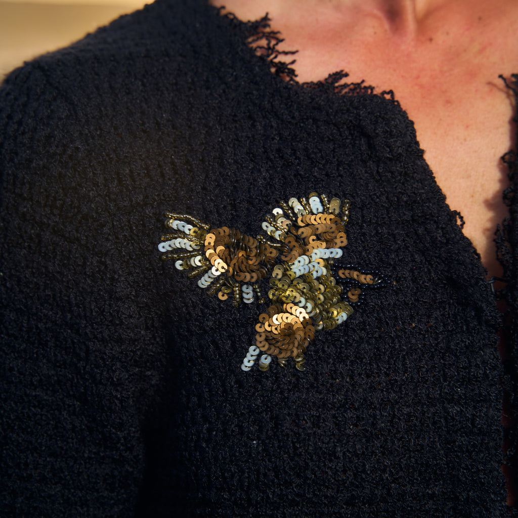 CARDIGAN BIRDS BLACK