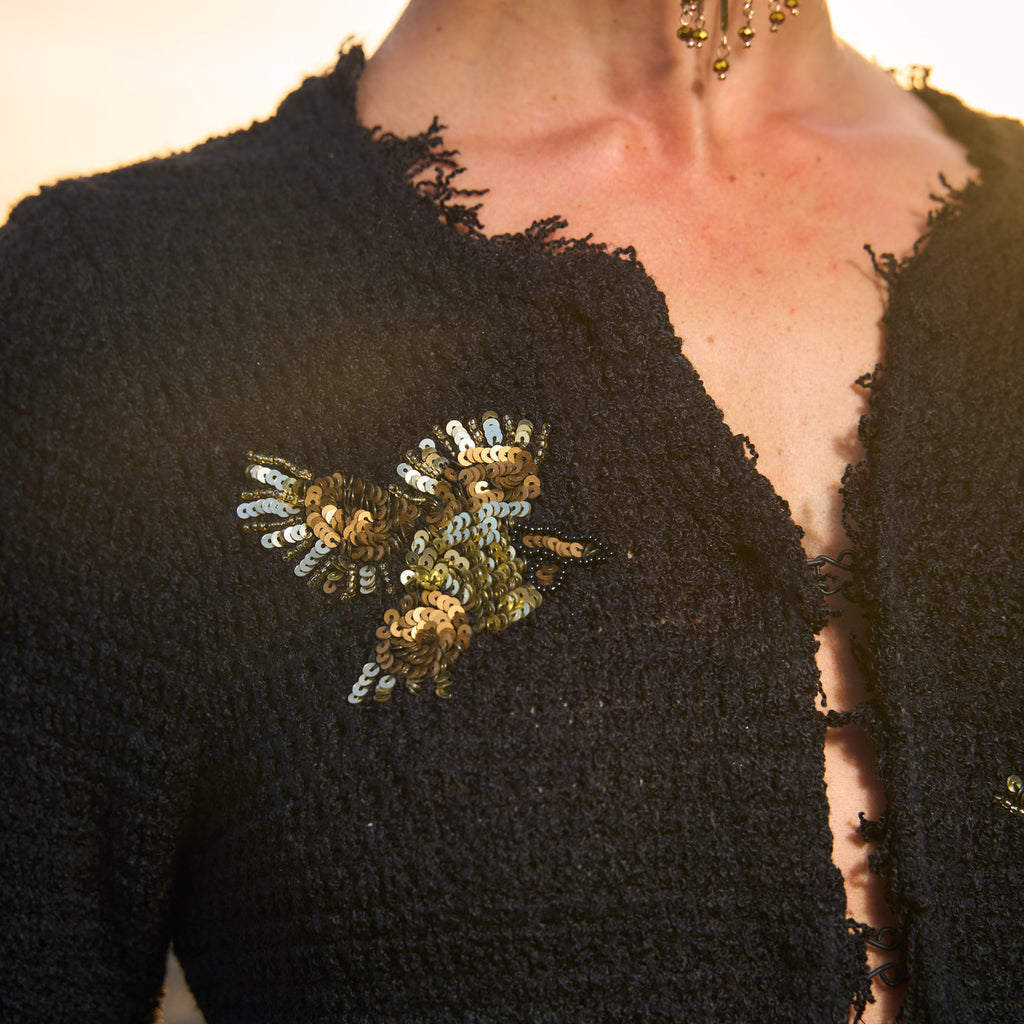 CARDIGAN BIRDS BLACK